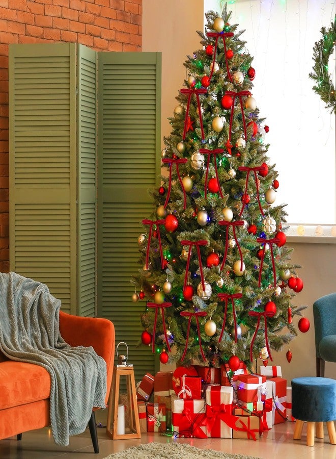 Fayoo 30 Pcs Velvet Christmas Wreath Bow, Satin Bows with Twist Tie, 5 x 7 Inch Rustic Crafts Gift Bows Vintage Velvet Ribbon Bows for Tree Wreath Garland Home Indoor Outdoor Decor (Red) - Image 5